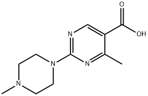 4-メチル-2-(4-メチル-1-ピペラジニル)-5-ピリミジンカルボン酸 化学構造式