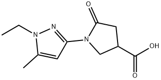 1-(1-エチル-5-メチル-1H-ピラゾール-3-イル)-5-オキソピロリジン-3-カルボン酸 化学構造式