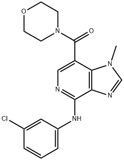 [4-[(3-氯苯基)氨基]-1-甲基-1H-咪唑并[4,5-C]吡啶-7-基]-4-吗啉基甲酮 结构式