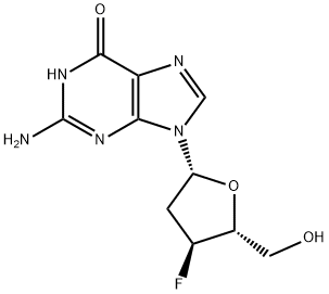 2',3'-ジデオキシ-3'-フルオログアノシン 化学構造式