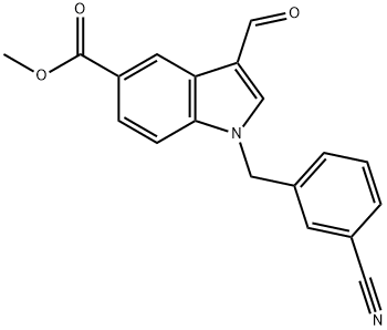 1-(3-CYANO-BENZYL)-3-FORMYL-1H-INDOLE-5-CARBOXYLIC ACID METHYL ESTER
 Struktur