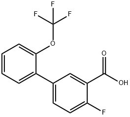 2-Fluoro-5-[2-(trifluoromethoxy)phenyl]benzoic acid 结构式
