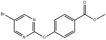 5-ブロモ-2-[(4-メトキシカルボニル)フェノキシ]ピリミジン 化学構造式
