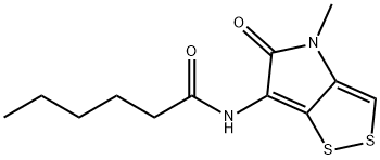 N-(4,5-Dihydro-4-methyl-5-oxo-1,2-dithiolo[4,3-b]pyrrol-6-yl)hexanamide 结构式