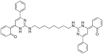 (6E)-6-[2-[8-[[4-(6-oxo-1-cyclohexa-2,4-dienylidene)-6-phenyl-3H-pyrim idin-2-yl]amino]octylamino]-6-phenyl-3H-pyrimidin-4-ylidene]cyclohexa- 2,4-dien-1-one Struktur