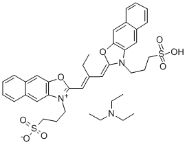 3-(3-磺丙基)-2-[2-[[3-(3-磺丙基)萘并[2,3-D]恶唑-2(3H)亚基]甲基]-1-丁烯基]萘并[2,3-D]恶唑翁内盐三乙胺盐, 92771-39-6, 结构式