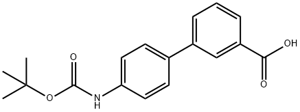 4'-アミノ-[1,1'-ビフェニル]-3-カルボン酸, N-BOC保護 化学構造式