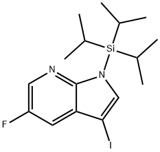 5-フルオロ-3-ヨード-1-トリイソプロピルシラニル-1H-ピロロ[2,3-B]ピリジン 化学構造式