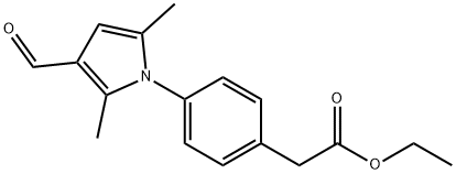 [4-(3-ホルミル-2,5-ジメチル-1H-ピロール-1-イル)フェニル]酢酸エチル 化学構造式