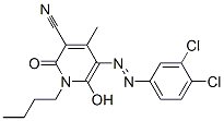 1-Butyl-3-cyano-5-(3,4-dichlorophenylazo)-6-hydroxy-4-methyl-2-pyridone Struktur