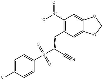 (E)-2-[(4-chlorophenyl)sulfonyl]-3-(6-nitro-1,3-benzodioxol-5-yl)-2-propenenitrile Struktur