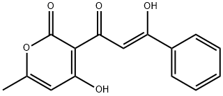 4-ヒドロキシ-3-[(Z)-3-ヒドロキシ-1-オキソ-3-フェニル-2-プロペニル]-6-メチル-2H-ピラン-2-オン 化学構造式