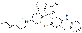 2'-アニリノ-6'-[N-(3-エトキシプロピル)-N-メチルアミノ]-3'-メチルスピロ[フタリド-3,9'-[9H]キサンテン] 化学構造式