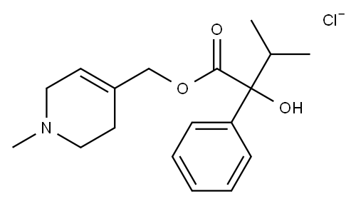 (1-methyl-5,6-dihydro-2H-pyridin-4-yl)methyl 2-hydroxy-3-methyl-2-phen yl-butanoate chloride 结构式