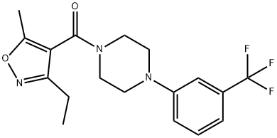 (3-乙基-5-甲基-4-异噁唑基)[4-[3-(三氟甲基)己基]-1-哌嗪基]-甲酮 结构式