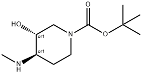 CIS-1-BOC-4-メチルアミノ-3-ヒドロキシピペリジン 化学構造式