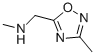 N-メチル-1-(3-メチル-1,2,4-オキサジアゾール-5-イル)メタンアミン 化学構造式