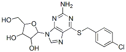 2-[2-amino-6-[(4-chlorophenyl)methylsulfanyl]purin-9-yl]-5-(hydroxymet hyl)oxolane-3,4-diol Struktur