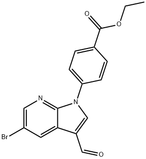 Benzoic acid, 4-(5-broMo-3-forMyl-1H-pyrrolo[2,3-b]pyridin-1-yl)-, ethyl ester Structure