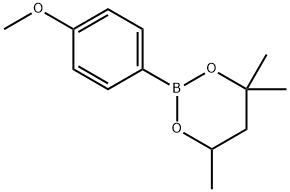 2-(4-Methoxyphenyl)-4,4,6-trimethyl-1,3,2-dioxaborinane, 4-(4,4,6-Trimethyl-1,3,2-dioxaborinan-2-yl)anisole 化学構造式