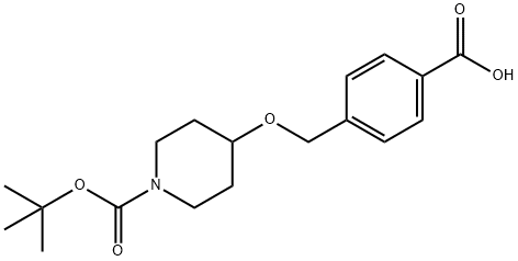4-{[1-(tert-butoxycarbonyl)piperid-4-yloxy]methyl}benzoic acid Struktur
