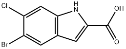 5-ブロモ-6-クロロ-1H-インドール-2-カルボン酸 化学構造式