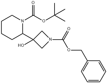 tert-butyl 2-(1-(benzyloxycarbonyl)-3-hydroxyazetidin-3-yl)piperidine-1-carboxylate Struktur