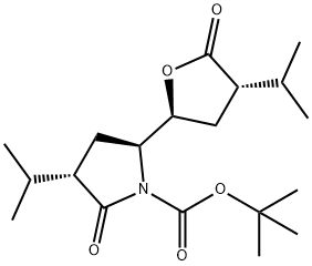(3S,5S)-3-isopropyl-5-((2S,4S)-4-isopropyl-5-oxotetrahydro-furan-2-yl)-2-oxopyrrolidine-1-carboxylic acid tert-butyl ester Structure