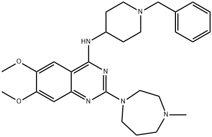 BIX  01294,  2-(Hexahydro-4-methyl-1H-1,4-diazepin-1-yl)-6,7-dimethoxy-N-[1-(phenylmethyl)-4-piperidinyl]-4-quinazolinamine  hydrate  trihydrochloride Struktur