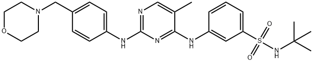 N-叔丁基-3-(5-甲基-2-(4-(吗啉甲基)苯基氨基)嘧啶-4-基氨基)苯磺酰胺,936091-15-5,结构式