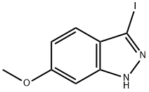 3-ヨード-6-メトキシ-1H-インダゾール 化学構造式