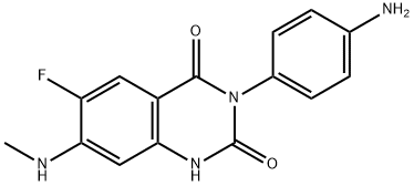 3-(4-Aminophenyl)-6-fluoro-7-(methylamino)quinazoline-2,4(1H,3H)-dione Structure