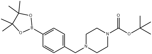 tert-Butyl 4-(4-(4,4,5,5-tetramethyl-1,3,2-dioxaborolan-2-yl)benzyl)piperazine-1-carboxylate Structure