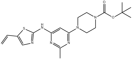 4-(2-甲基-6-((5-乙烯基噻唑-2-基)氨基)嘧啶-4-基)哌嗪-1-羧酸叔丁酯, 936845-86-2, 结构式