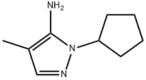 1-シクロペンチル-4-メチル-1H-ピラゾール-5-アミン 化学構造式