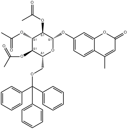 4’-Methylumbelliferyl 2,3,4,-Tri-O-acetyl-6-O-trityl-β-D-glucopyranoside Structure
