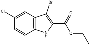 3-溴-5-氯-1H-吲哚-2-甲酸乙酯 结构式