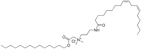 N,N-ジメチル-3-[[(9Z,12Z)-1-オキソ-9,12-オクタデカジエニル]アミノ]-N-[2-オキソ-2-(テトラデシルオキシ)エチル]-1-プロパンアミニウム・クロリド 化学構造式