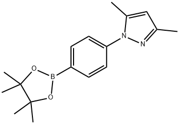 3,5,-ジメチル-1-[4-(4,4,5,5-テトラメチル-1,3,2-ジオキサボロラン-2-イル)フェニル]-1H-ピラゾール 化学構造式