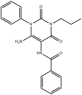 Benzamide,  N-(6-amino-1,2,3,4-tetrahydro-2,4-dioxo-1-phenyl-3-propyl-5-pyrimidinyl)- Structure