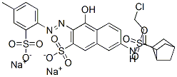 disodium 7-[[[6-[(2-chloroethyl)sulphonyl]bicyclo[2.2.1]hept-2-yl]carbonyl]amino]-4-hydroxy-3-[(4-methyl-2-sulphonatophenyl)azo]naphthalene-2-sulphonate Structure