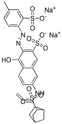 disodium 4-hydroxy-3-[(4-methyl-2-sulphonatophenyl)azo]-7-[[[6-(vinylsulphonyl)bicyclo[2.2.1]hept-2-yl]carbonyl]amino]naphthalene-2-sulphonate Structure
