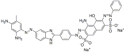 disodium 4-amino-3-[[4-[5-[(2,4-diamino-5-methylphenyl)azo]-1H-benzimidazol-2-yl]phenyl]azo]-5-hydroxy-6-(phenylazo)naphthalene-2,7-disulphonate  Structure