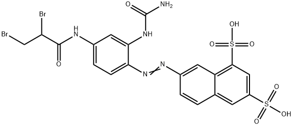 7-[[2-[(aminocarbonyl)amino]-4-[(2,3-dibromo-1-oxopropyl)amino]phenyl]azo]naphthalene-1,3-disulphonic acid Structure