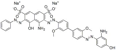 disodium 4-amino-3-[[4'-[(2-amino-4-hydroxyphenyl)azo]-3,3'-dimethoxy[1,1'-biphenyl]-4-yl]azo]-5-hydroxy-6-(phenylazo)naphthalene-2,7-disulphonate 结构式