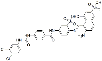 6-amino-5-[[4-[[4-[[[(3,4-dichlorophenyl)amino]carbonyl]amino]benzoyl]amino]-2-sulphophenyl]azo]-4-hydroxynaphthalene-2-sulphonic acid 结构式