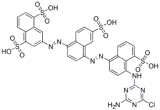 3-[[4-[[4-[(4-アミノ-6-クロロ-1,3,5-トリアジン-2-イル)アミノ]-5-スルホ-1-ナフタレニル]アゾ]-6-スルホ-1-ナフタレニル]アゾ]-1,5-ナフタレンジスルホン酸 化学構造式