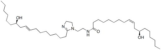 (9Z,12R)-N-[2-[[4,5-ジヒドロ-2-[(8Z,11R)-11-ヒドロキシ-8-ヘプタデセニル]-1H-イミダゾール]-1-イル]エチル]-12-ヒドロキシ-9-オクタデセンアミド 化学構造式