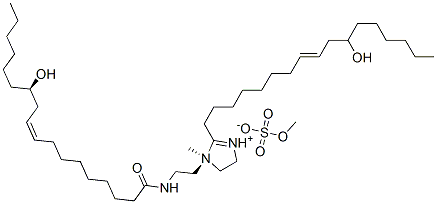 [4,5-ジヒドロ-2-[(8Z,11R)-11-ヒドロキシ-8-ヘプタデセニル]-1-[2-[[(9Z,12R)-12-ヒドロキシ-1-オキソ-9-オクタデセニル]アミノ]エチル]-1-メチル-1H-イミダゾール]-1-イウム・(硫酸メチル)アニオン 化学構造式