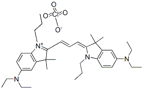5-(ジエチルアミノ)-2-[3-[[5-(ジエチルアミノ)-1,3-ジヒドロ-3,3-ジメチル-1-プロピル-2H-インドール]-2-イリデン]-1-プロペニル]-3,3-ジメチル-1-プロピル-3H-インドール-1-イウム・(過塩素酸)アニオン 化学構造式